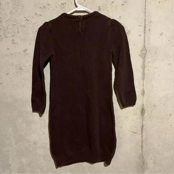 Gymboree Girls 10 Brown Knit Sweater Dress Yellow Flower Long Sleeves - Picture 5 of 9